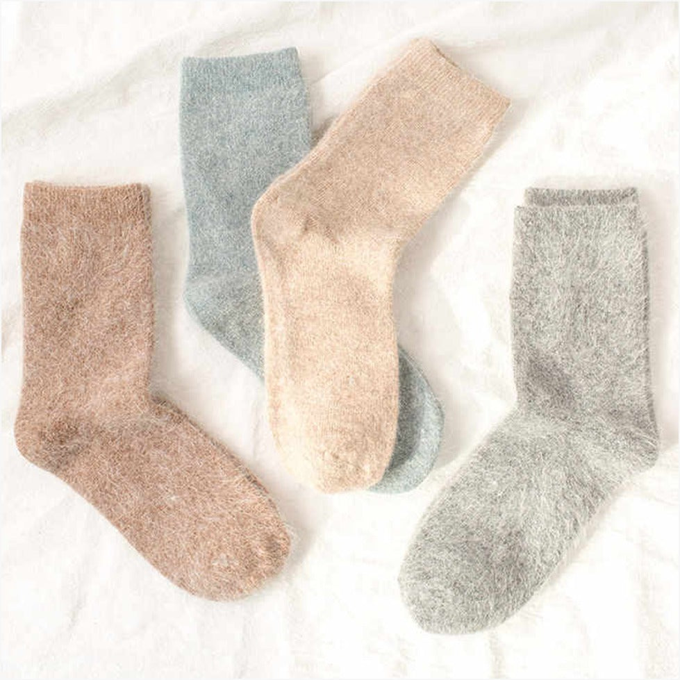 Rabbit Wool Warmers: 2 Pairs of Cozy Knit Socks - Beat the Cold