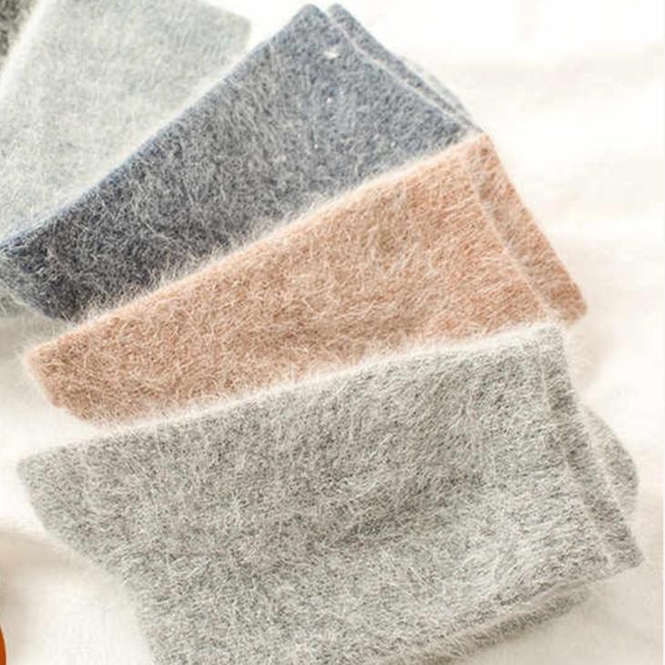 Rabbit Wool Warmers: 2 Pairs of Cozy Knit Socks - Beat the Cold